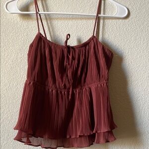 Elegant Pleated Burgundy Top
